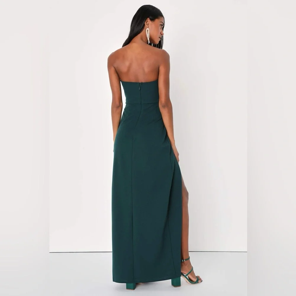 NWT Lulus Foxy Emerald Green Strapless Maxi Dress - Picture 2 of 4